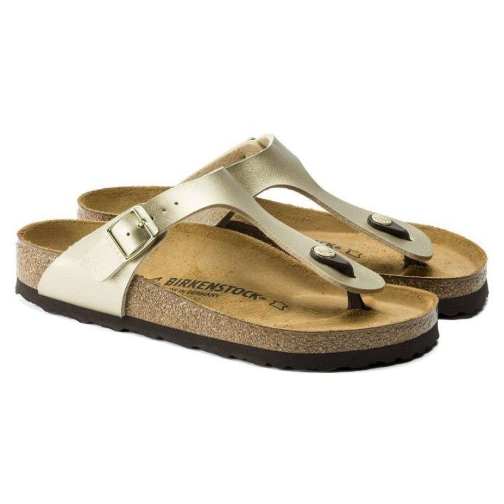 Šlepetės per pirštą siaurai pėdai Birkenstock Gizeh BF, aukso