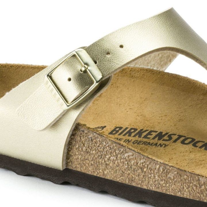 Šlepetės per pirštą siaurai pėdai Birkenstock Gizeh BF, aukso