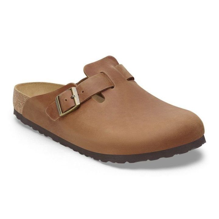 Natūralios odos šlepetės Birkenstock Boston, konjako