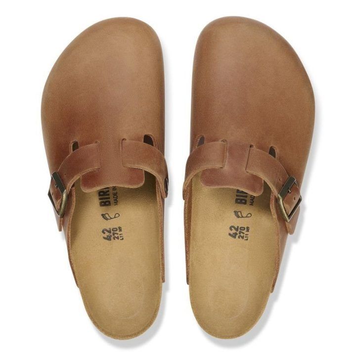 Natūralios odos šlepetės Birkenstock Boston, konjako