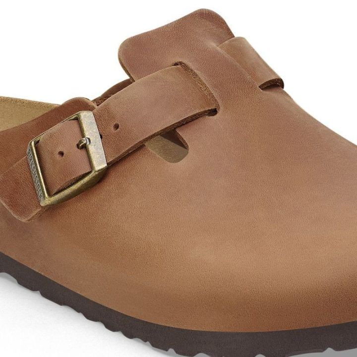 Natūralios odos šlepetės Birkenstock Boston, konjako