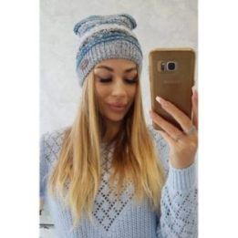 Moteriška žieminė kepurė su fliso pamušalu Patrycja – mėlyna