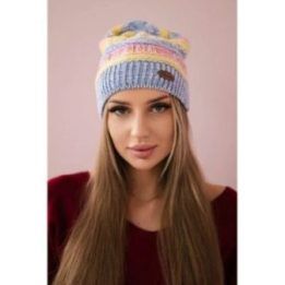 Moteriška žieminė kepurė su fliso pamušalu, rožinė ir mėlyna