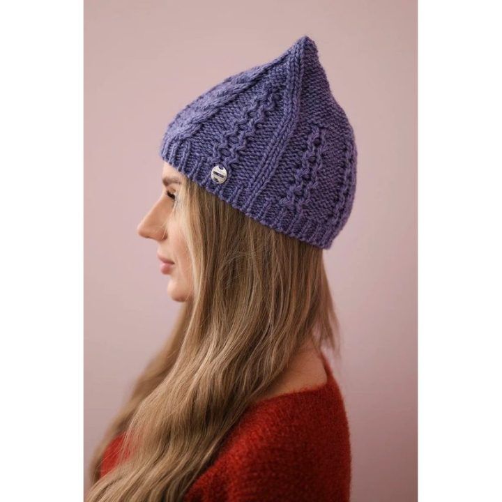 Moteriška žieminė kepurė su fliso pamušalu, šviesiai violetinė
