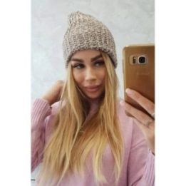 Moteriška žieminė kepurė su vilna Delia, tamsiai smėlio
