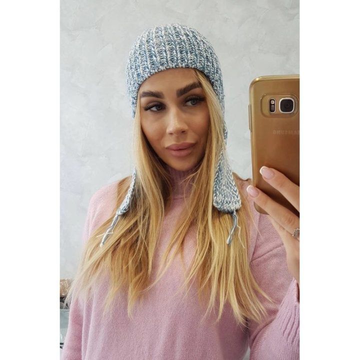 Moteriška žieminė kepurė su ilgomis ausų atvartomis Jana, mėlyna