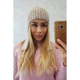 Moteriška žieminė kepurė su ilgomis ausimis ir vilna Jana, smėlio