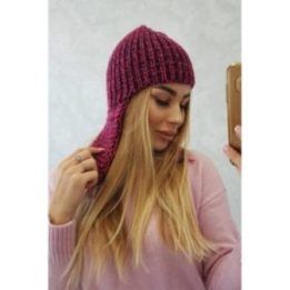 Moteriška kepurė su vilna ir ilgomis ausimis Jana, fuksijų