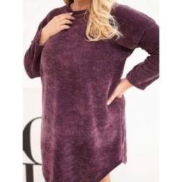 Didelių dydžių velvetinė suknelė, tamsiai violetinė