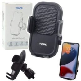 Automobilinis telefono laikiklis ventiliacijos angai TOPK, juodas