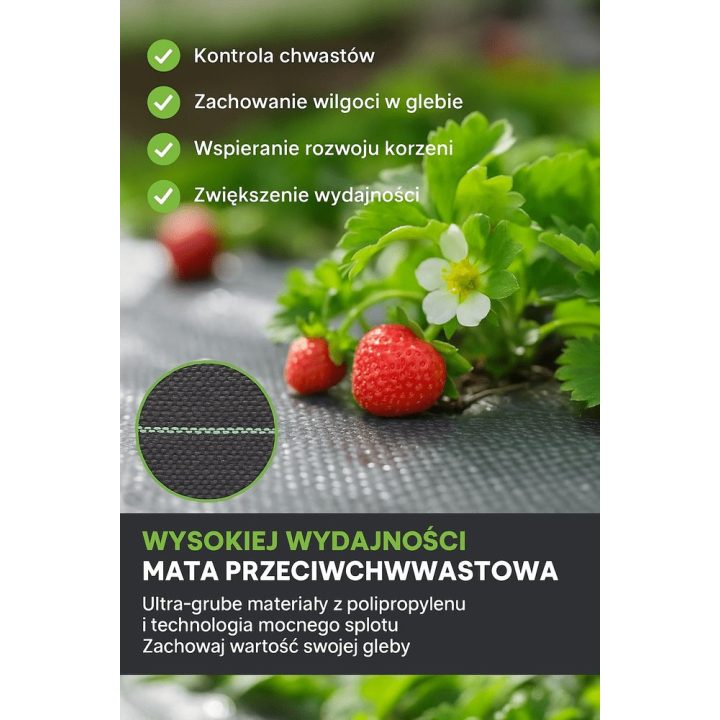 Agroplėvelės rinkinys su kuoliukais, 1,6 × 50 m, juoda