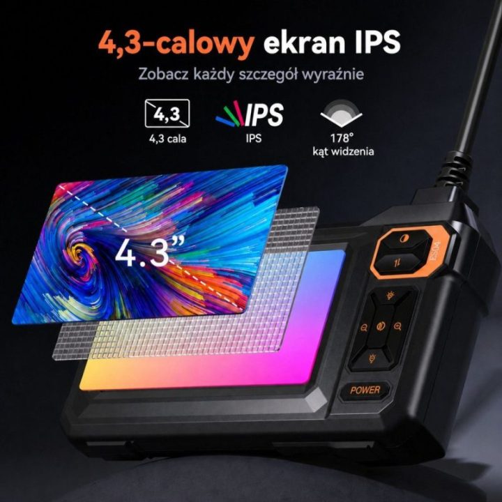 Laidinė endoskopinė kamera su 4,3 col. LCD ekranu, IP67