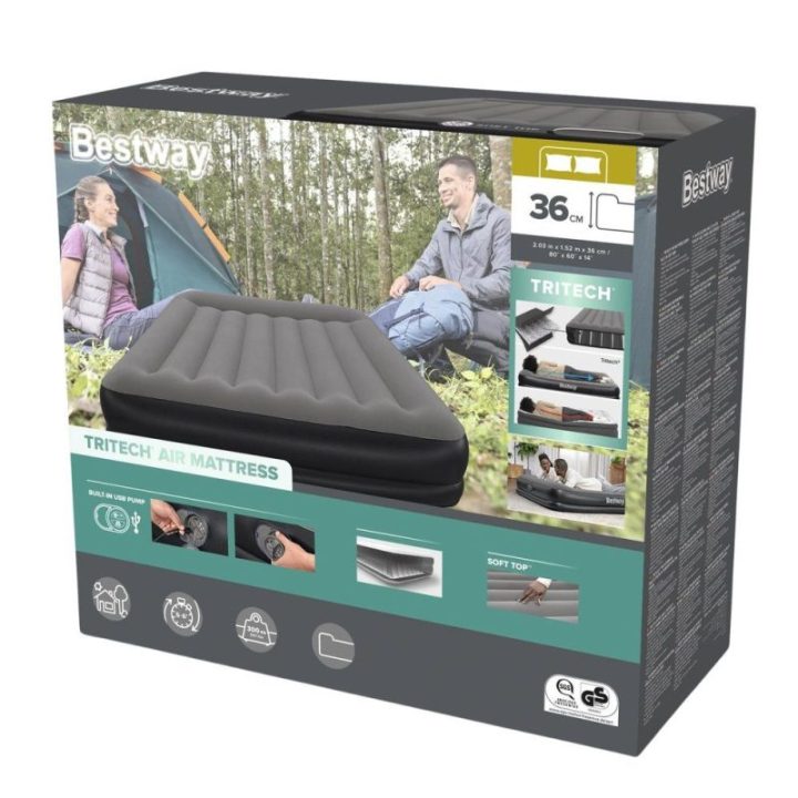 Dvigubas pripučiamas čiužinys Bestway TriTech, 203 × 152 × 36 cm