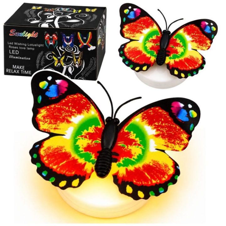Lipni LED drugelio formos dekoracija, 6 × 5 cm