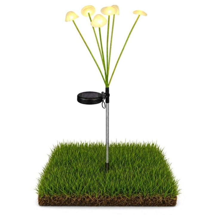 Saulės sodo LED šviestuvas su 8 grybais, 70 cm