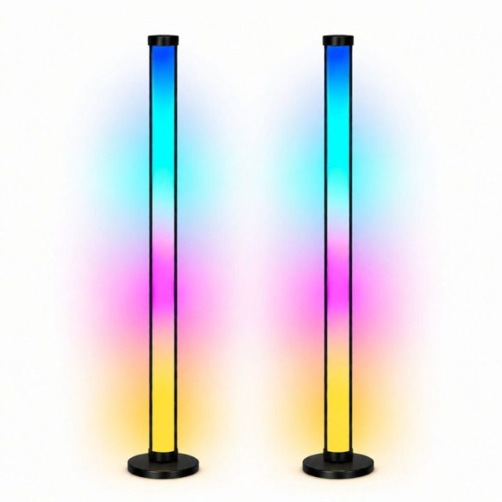 Išmanus RGB LED grindų šviestuvų komplektas, 2 vnt., 125 cm