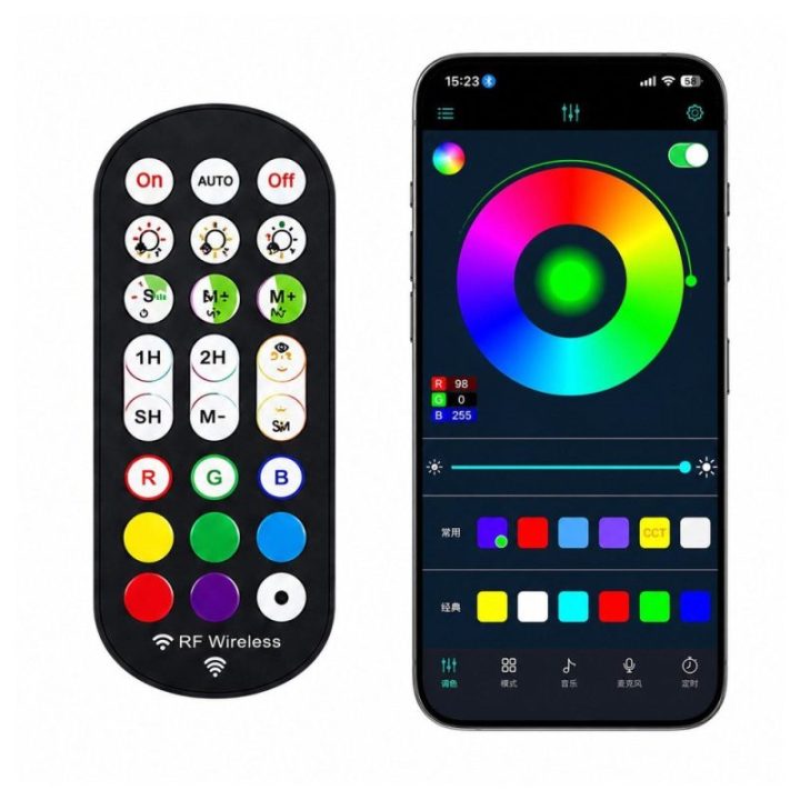 Išmanus RGB LED grindų šviestuvų komplektas, 2 vnt., 125 cm