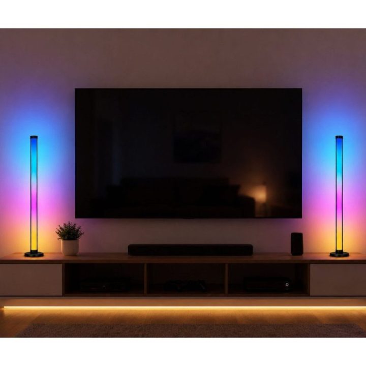 Išmanus RGB LED grindų šviestuvų komplektas, 2 vnt., 125 cm