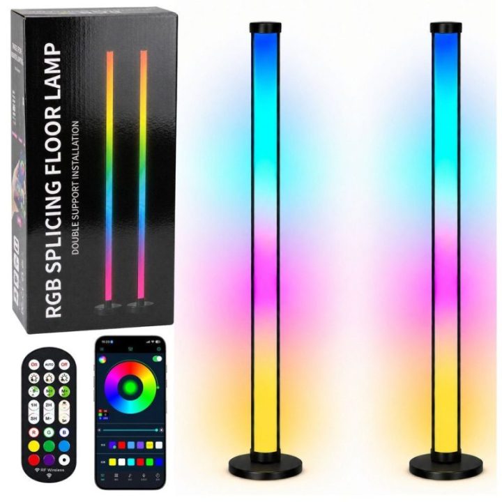 Išmanus RGB LED grindų šviestuvų komplektas, 2 vnt., 125 cm