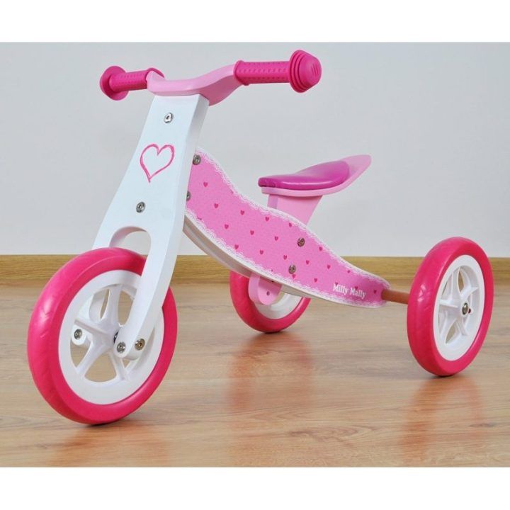 Vaikiškas triratukas 2 viename Milly Mally Look, su širdelėmis