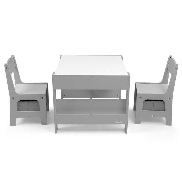Vaikiškas stalo ir 2 kėdučių komplektas Milly Mally Sven, pilkas
