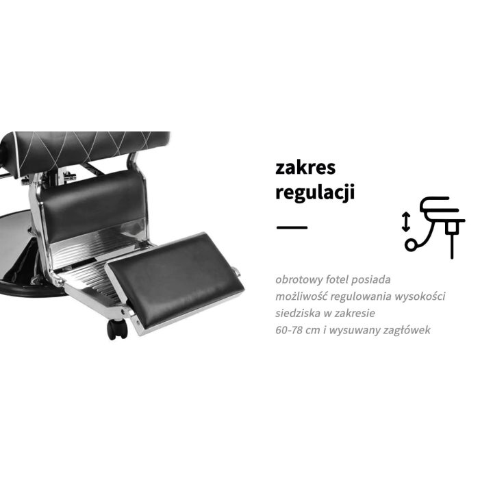 Barberio krėslas su hidrauliniu keltuvu Gabbiano Imperial, juodas