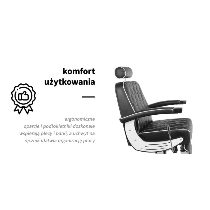 Barberio krėslas su hidrauliniu keltuvu Gabbiano Imperial, juodas