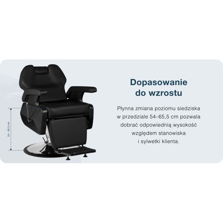 Barberio krėslas su hidrauliniu keltuvu Hair System New York, juodas