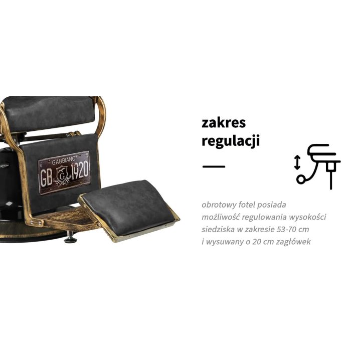 Barberio krėslas Gabbiano Boss Old Leather, juodas