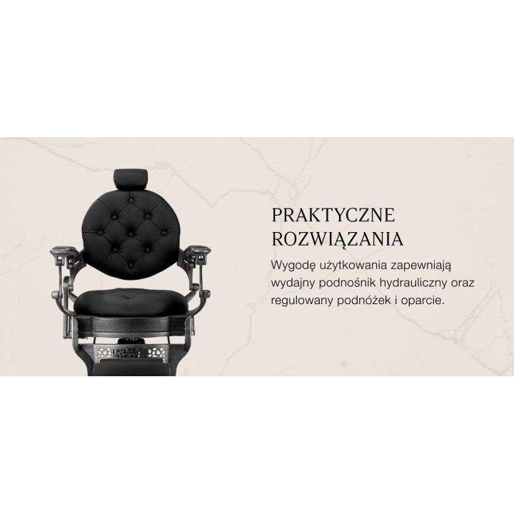 Barberio krėslas su hidrauliniu keltuvu Gabbiano Niccolo, juodas