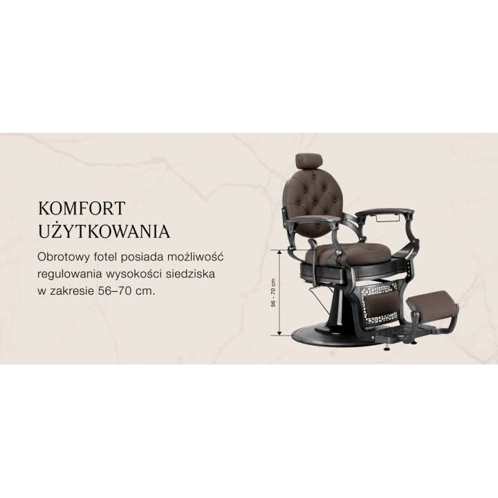 Barberio krėslas su hidrauliniu keltuvu Gabbiano Niccolo, rudas