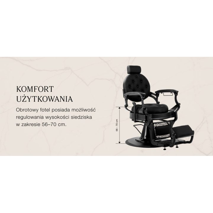 Barberio krėslas su 20 cm galvos atrama Gabbiano Niccolo, juodas