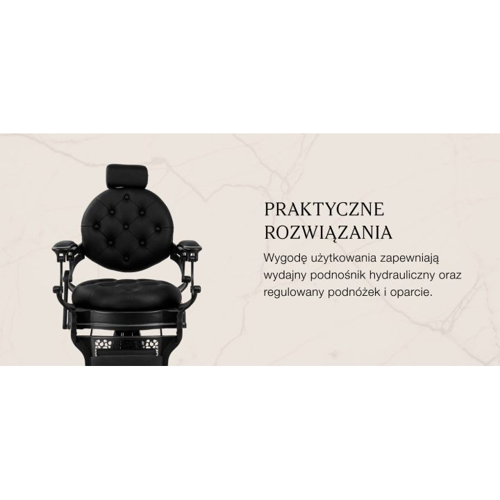 Barberio krėslas su 20 cm galvos atrama Gabbiano Niccolo, juodas