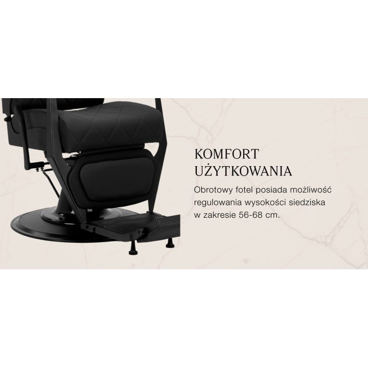 Barberio krėslas su hidrauliniu keltuvu Gabbiano Bruno, juodas