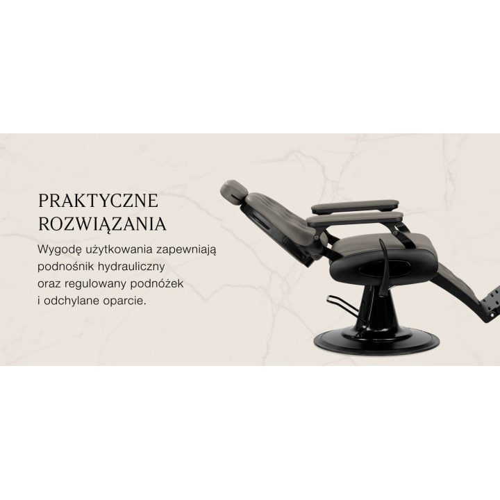 Barberio krėslas Gabbiano Francesco, pilkas su juodu pagrindu