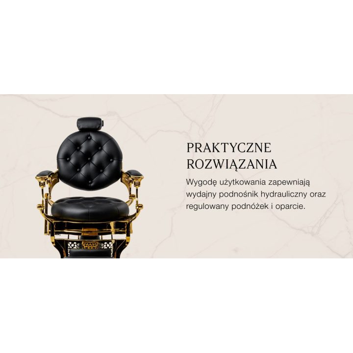 Barberio krėslas Gabbiano Niccolo, juodas su aukso spalvos pagrindu