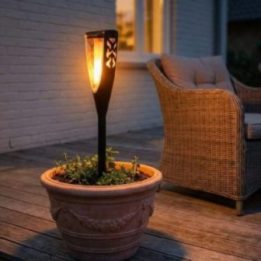 Saulės sodo lempa-fakelas Saska Garden, 65 cm, juoda