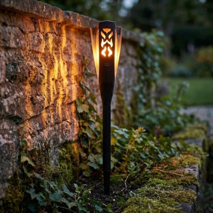 Saulės sodo lempa-fakelas Saska Garden, 65 cm, juoda