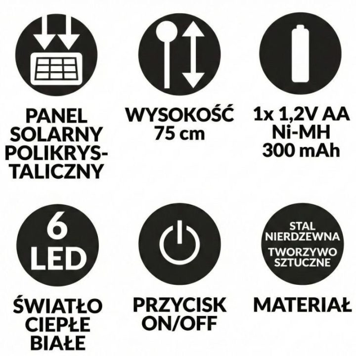 Saulės sodo šviestuvas su 6 LED Saska Garden, 75 cm, žalias