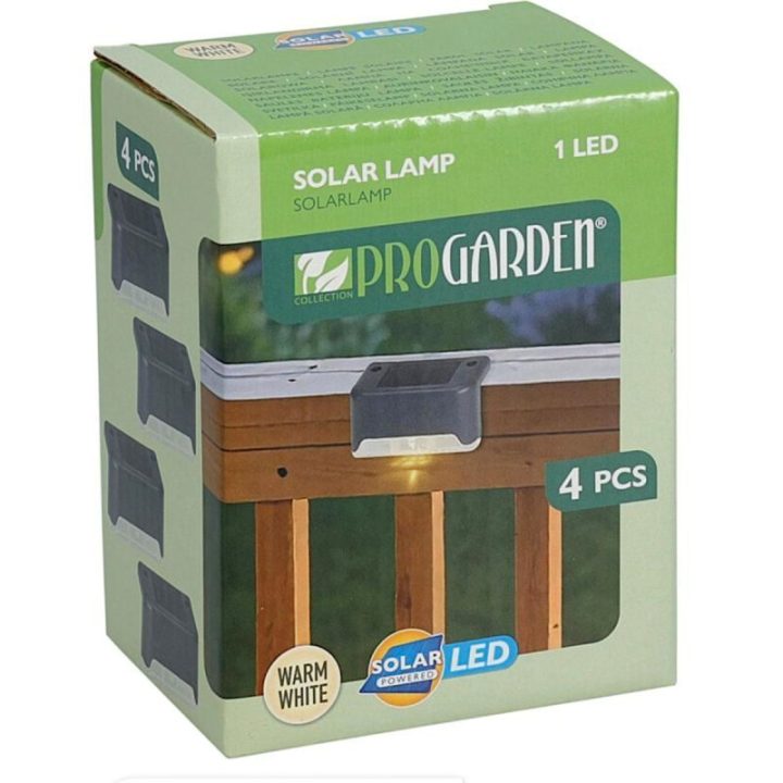 Saulinių LED šviestuvų komplektas Pro Garden, 4 vnt., juodas