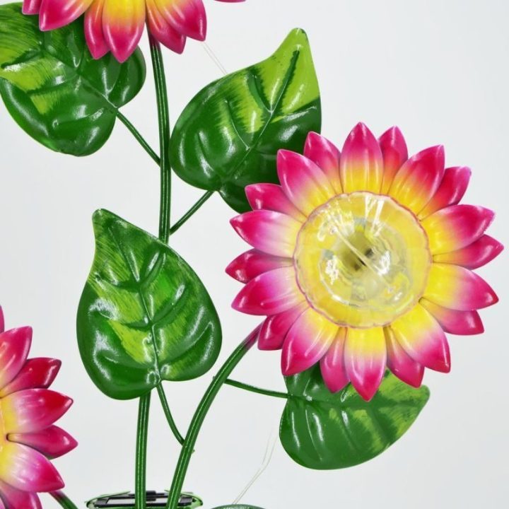 Saulės lempa su saulėgrąžomis ProGarden, 27 × 16 × 45 cm, žalia