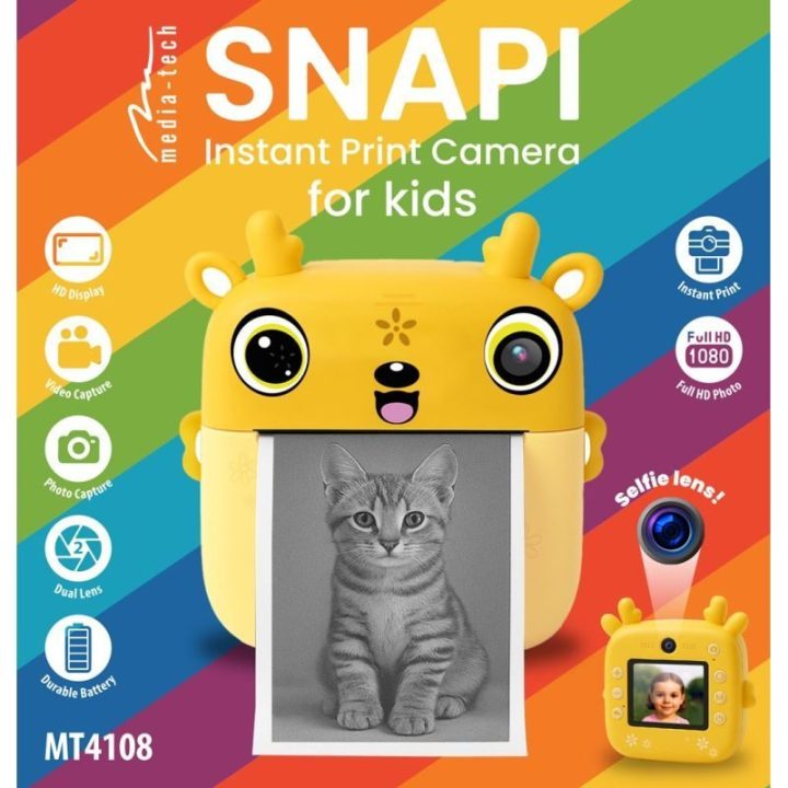 Skaitmeninis fotoaparatas su LCD ekranu Media-Tech Snapi, geltonas
