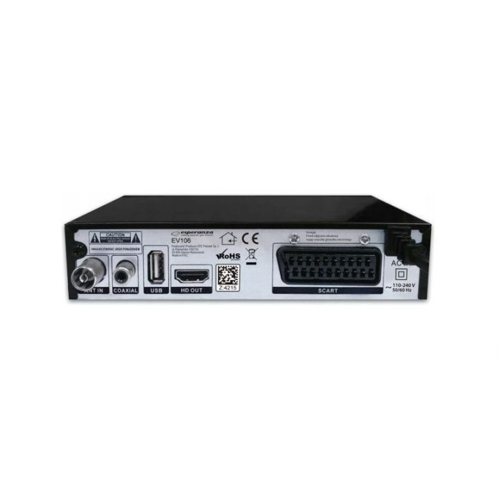TV imtuvas Esperanza EV106R DVB-T2 H.265/HEVC, juodas