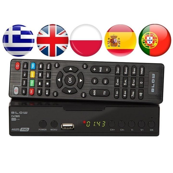 DVB-T2 imtuvas Blow 4625FHD H.265 V2, juodas