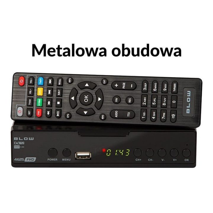 DVB-T2 imtuvas Blow 4625FHD H.265 V2, juodas