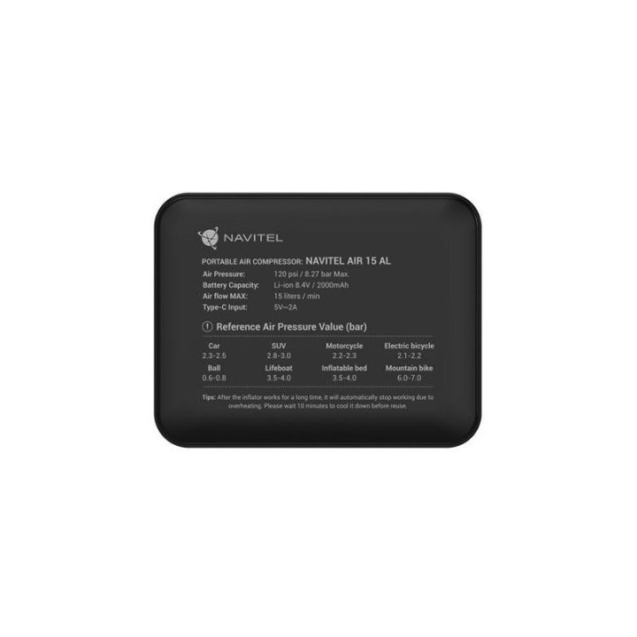 Akumuliatorinis oro kompresorius NAVITEL AIR 15 AL, 15 l/min