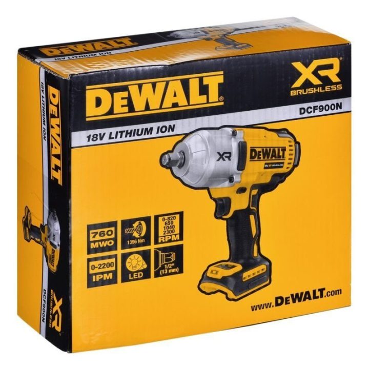 Smūginis veržliasukis DeWALT DCF900N, 18 V, geltonas