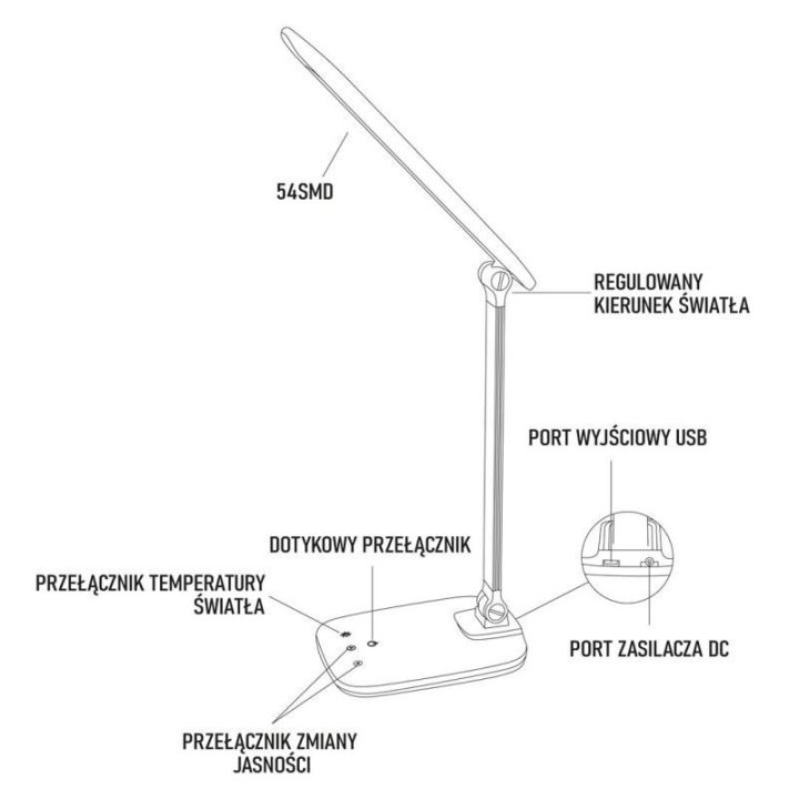 Stalinė LED lempa su USB Montis MT042-BK, 230 V, juoda