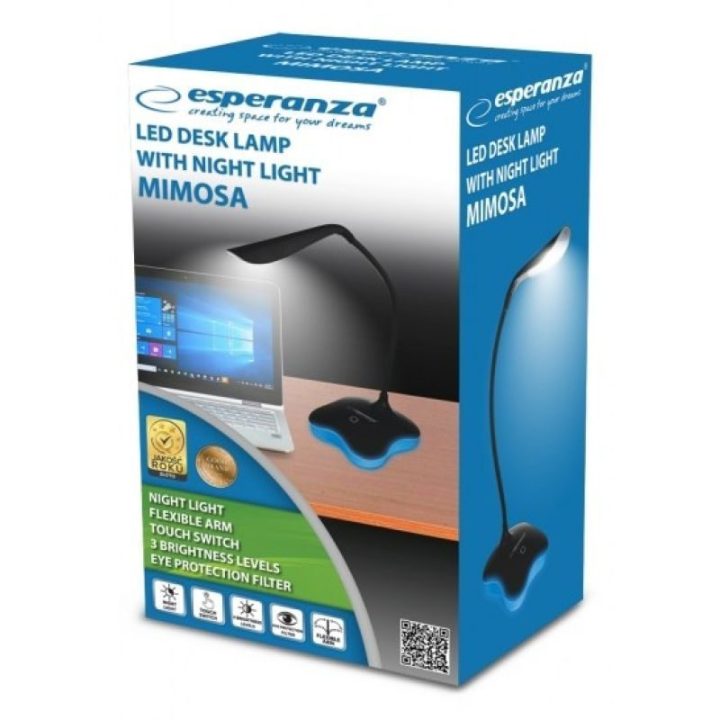 LED stalinė lempa Esperanza Mimosa, 3 W, 1 m, juoda