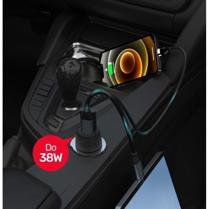 Automobilinis įkroviklis UNITEK P1400A, 38 W, juodas